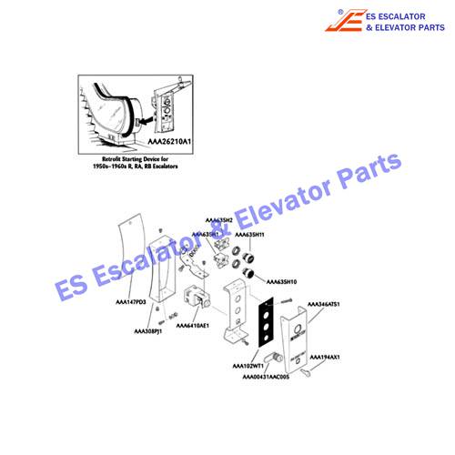 AAA194AX1 Escalator Keyswitches Parts Key Use For OTIS