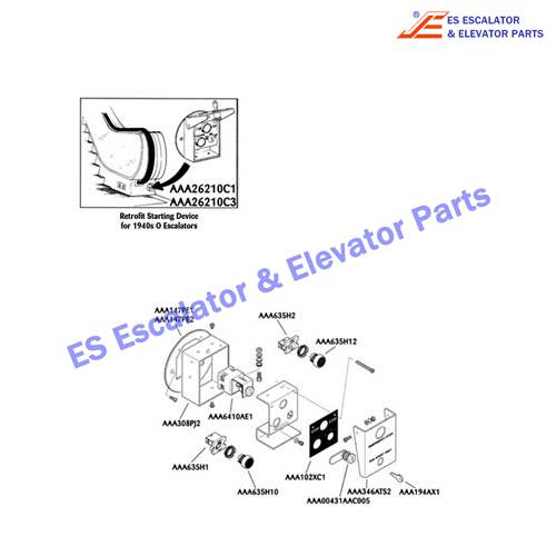 AAA635H12 Escalator Keyswitches Parts Head,Operator,Red,Button,Marked STOP Use For OTIS