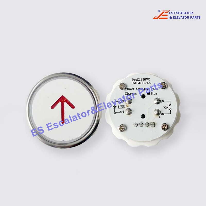 SM.04PB/A5 Elevator Push Button Stainless Steel Round Button With Braille Hole diameter: 32mm Luminous Color: Blue/Red Use For Fuji