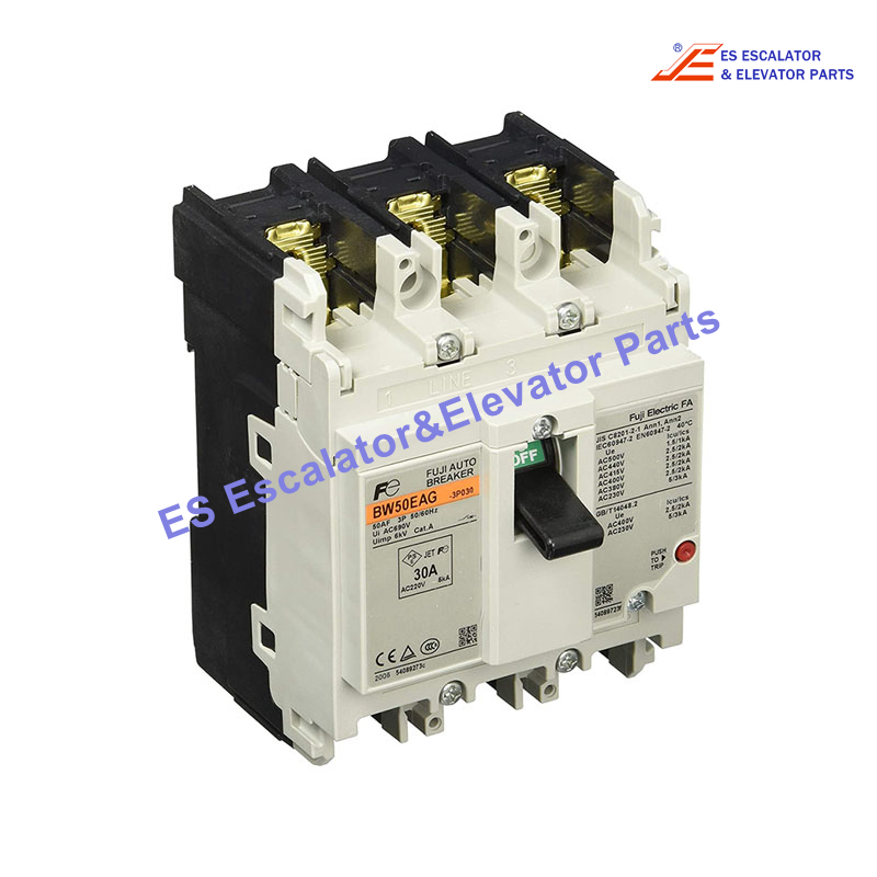 BW50EAG-3P020 Elevator Circuit Breaker 3 Pole Rated current:20A Breaking Capacity:2.5kA 690VAC/250VDC Use For Fuji 