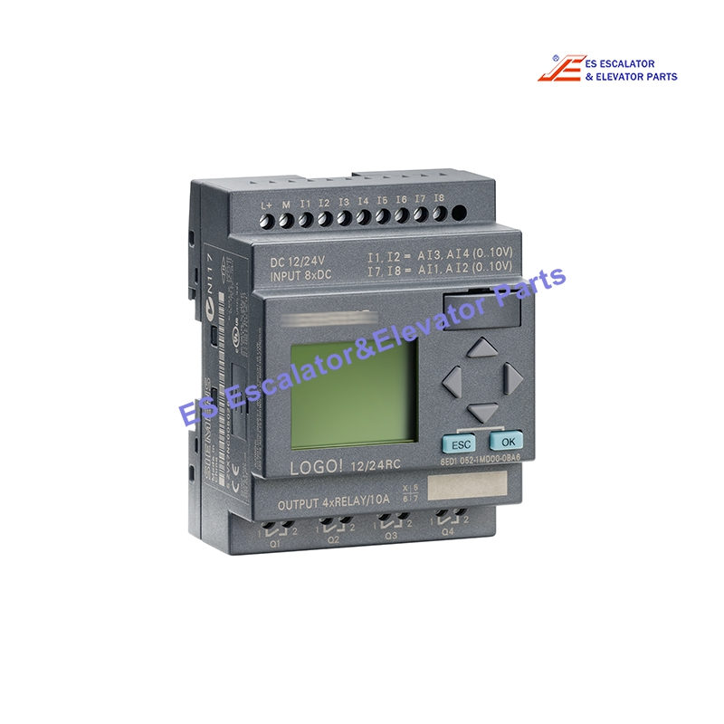 6ED1052-1MD00-0BA6 Elevator Logic Module 12/24RC Displ. PS/I/O: 12/24 V DC/Relay 8 DI (4 AI)/4 DO Memory 200 Blocks Modular Expandable Use For Siemens