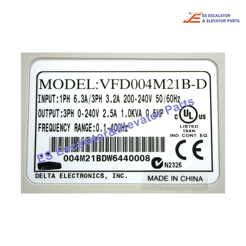 VFD004M21B-D Elevator Inverter Power Rating:0.4KW Input Voltage:200-240VUse For Other